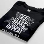 eat sleep game repeat black t-shirt bangladesh tee world