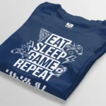 eat sleep game repeat navy blue t-shirt bangladesh tee world