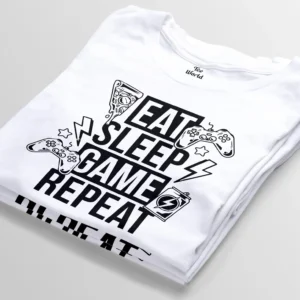 eat sleep game repeat white t-shirt bangladesh tee world