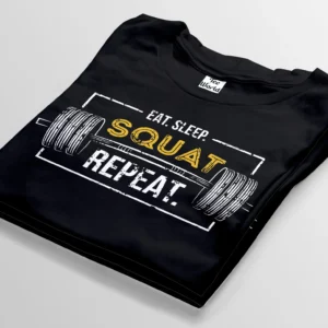 eat sleep squat repeat black t-shirt bangladesh tee world